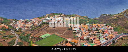 Le petit village côtier de pristine Agulo, La Gomera, Canary Islands, Spain, Europe Banque D'Images