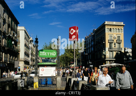 Espagne, Catalogne, Barcelone, la station de métro Liceu sur la Rambla Banque D'Images