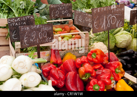 Des légumes pour la vente au marché de Campo de' Fiori, Rome, Italie, Europe Banque D'Images