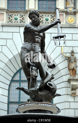 Neptune, Fontaine de Neptune statue, Gdansk, Pologne Banque D'Images