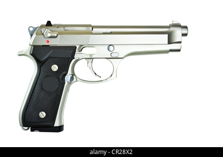 Armes pistolet automatique sur fond blanc Banque D'Images
