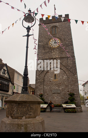 St Leonards tour de l'horloge, Newton Abbot, Devon, UK. Banque D'Images