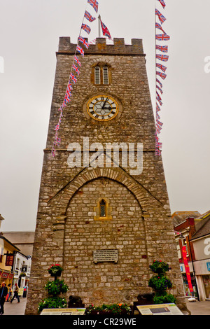 St Leonards tour de l'horloge, Newton Abbot, Devon, UK. Banque D'Images