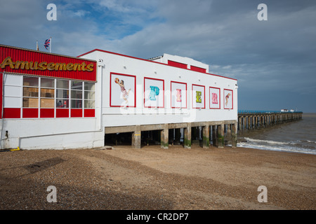 Jetée de Felixstowe, Suffolk, Angleterre, Royaume-Uni. Banque D'Images