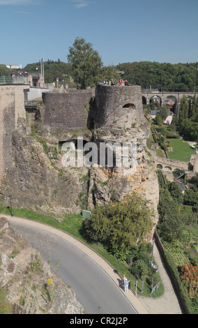 Vue générale des casemates du Bock, partie de la ville les remparts de la ville de Luxembourg, le Grand-Duché de Luxembourg. Banque D'Images