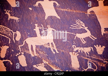 Pétroglyphes Anasazi, Presse Rock State Historic Site, le Parc National de Canyonlands (Utah) Banque D'Images