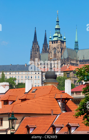 République tchèque, Prague - hradcany Castle, la cathédrale St Vitus. et petit quartier Banque D'Images