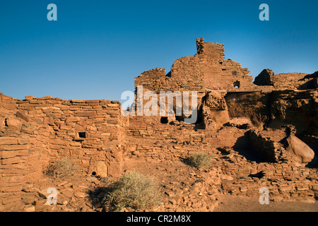 Les murs de grès de la tribue Sinagua grande maison de Wupatki Wupatki National Monument, Arizona, Banque D'Images