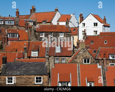 Fishermens traditionnels cottages at Robin Hoods Bay, North Yorkshire Coast Banque D'Images