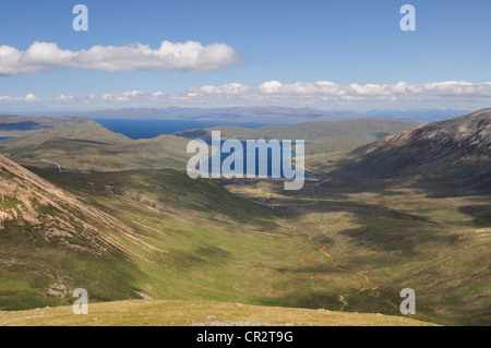 Vue de Marsco à Loch Ainort Bruadaran au Coire nam, île de Skye, Écosse, Hébrides intérieures Banque D'Images