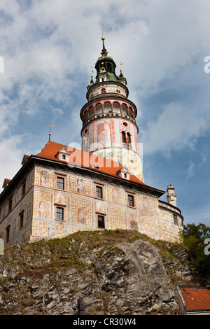 Vue vers palais Schwarzenberg ou &# 268;le château de Český Krumlov, UNESCO World Heritage Site, &# 268;Český Krumlov, République Tchèque Banque D'Images