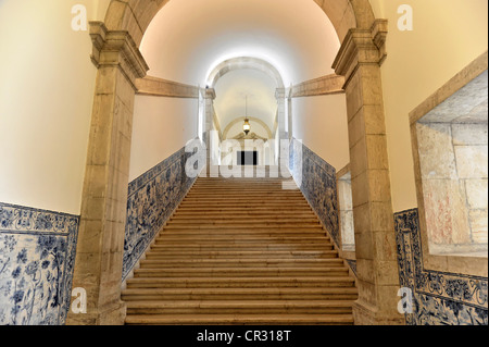 Escalier, azulejos, carreaux peints Sao Vicente de Fora, monastère construit jusqu'à 1624, vieille ville, Lisbonne, Lisbonne, Portugal, Europe Banque D'Images