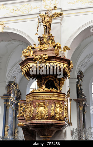 Pulpit, église Peterskirche, Eglise St Peter, Munich, Bavaria, Germany, Europe Banque D'Images