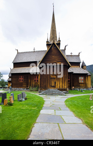 Église Lom, Norvège, Scandinavie, Europe Banque D'Images