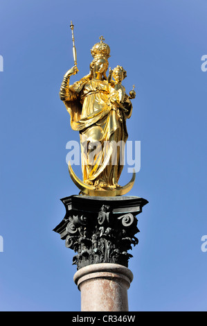 Mariensaeule, colonne mariale, Marienplatz, Munich, Bavaria, Germany, Europe Banque D'Images