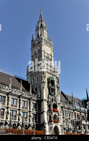 Neues Rathaus, nouvel hôtel de ville, Munich, Haute-Bavière, Bavière, Allemagne, Europe, PublicGround Banque D'Images