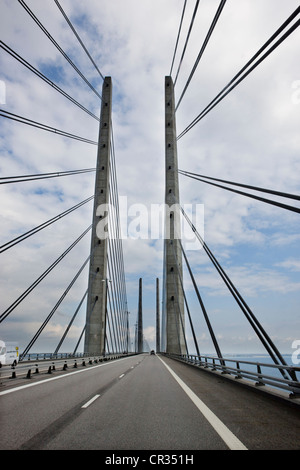 L'Øresund ou pont de l'Øresund entre le Danemark et la Suède, Europe Banque D'Images