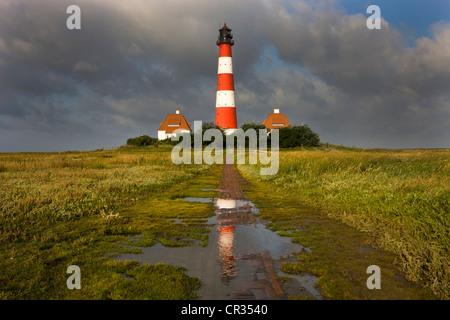 Westerheversand Westerhever, Phare, Mer du Nord, la Frise, Schleswig-Holstein, Allemagne du nord, l'Allemagne, de l'Europe Banque D'Images