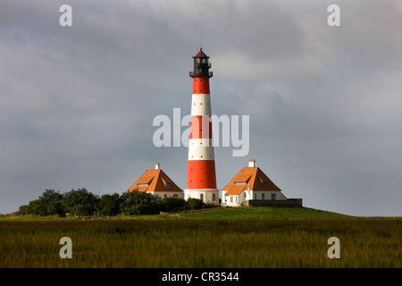 Westerheversand Westerhever, Phare, Mer du Nord, la Frise, Schleswig-Holstein, Allemagne du nord, l'Allemagne, de l'Europe Banque D'Images