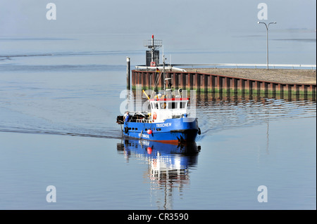 Trischen, un navire de la Garde côtière canadienne dans le système de verrouillage, la rivière Eider Eider Eidersperrwerk, barrage, Banque D'Images