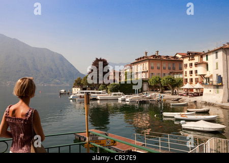 L'Italie, la Lombardie, le lac de Côme, Sala Comacina village Banque D'Images