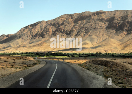 Route dans les montagnes de l'Atlas, entre Fès et Marrakech, Maroc, Afrique Banque D'Images