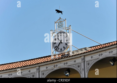 Détail, de l'horloge à partir de 1930, les arènes de Las Ventas, Madrid, Spain, Europe Banque D'Images