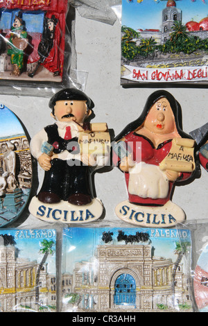 Cadeaux souvenirs à Palerme Sicile Italie Banque D'Images