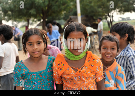 Enfants indiens de Kalakho, portrait, Rajasthan, Inde du Nord, Inde, Asie du Sud, Asie Banque D'Images