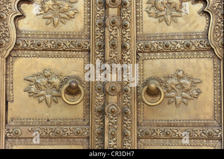 Détail, porte d'entrée, Chandra Mahal city palace, Jaipur, Rajasthan, Inde du Nord, Inde, Asie du Sud, Asie Banque D'Images