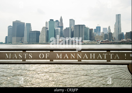 Le centre-ville de Manhattan, Brooklyn Heights, Brooklyn, New York, USA Banque D'Images