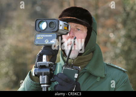 Vitesse de la police ou le contrôle radar, Nordrhein-Westfalen, Germany, Europe Banque D'Images