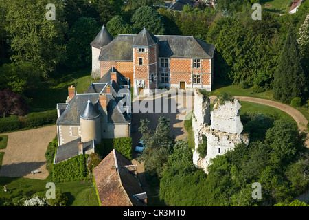 France, Loir et Cher, chateau de Vievy le raye (vue aérienne) Banque D'Images