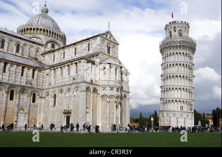 Tour de Pise, la cathédrale, la place Piazza dei Miracoli, Pisa, Toscane, Italie, Europe Banque D'Images