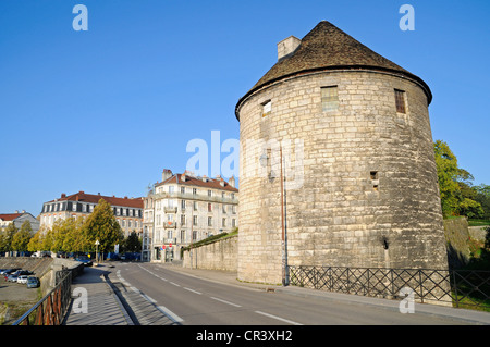 Tour de la Pelote, tour de la ville, remparts, Quai de Strasbourg, Besançon, département du Doubs, Franche-Comté, France, Europe Banque D'Images