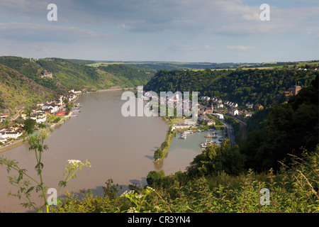 Burg Rheinfels château sur le Rhin, Saint Goarshausen, Site du patrimoine mondial de l'Vallée du Haut-Rhin moyen, Rhénanie-Palatinat Banque D'Images