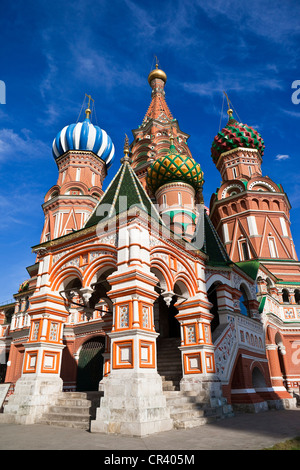 La Russie, Moscou, la cathédrale Saint-Basile sur la Place Rouge, du patrimoine mondial de l'UNESCO Banque D'Images