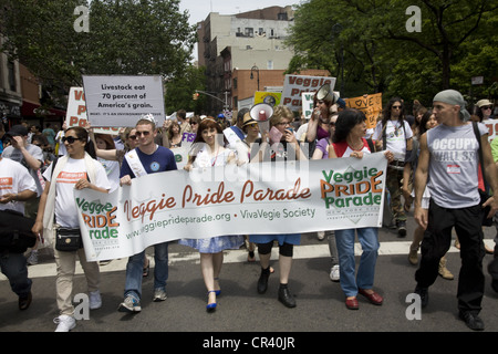 Veggie Pride Parade annuelle à Greenwich Village, New York City. Banque D'Images