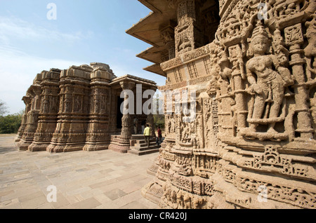 L'État du Gujarat, Inde, Modhera Sun, temple dédié à Surya, le Dieu Soleil de l'Hindouisme Banque D'Images