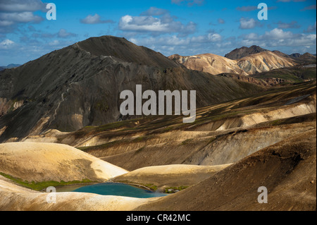 Bláhnúkur Volcan et rhyolite montagnes le long de la piste de randonnée Laugavegur, Landmannalaugar-Hrafntinnusker Banque D'Images