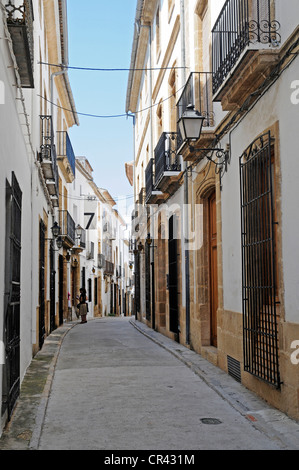 Petite ruelle, maisons, vieille ville, Javea, Valencia, Espagne, Europe Banque D'Images