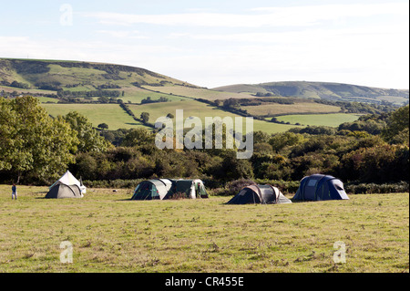 Camping dans le Dorset Purbeck Banque D'Images