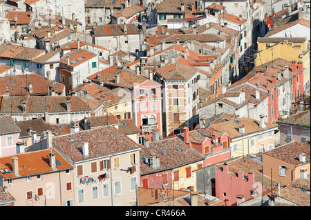 Vue sur les toits de Rovinj, Istrie, Croatie, Europe Banque D'Images