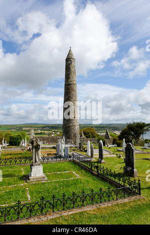 Tour Ronde, ancien monastère de Ardmore, comté de Waterford, Irlande, Europe Banque D'Images