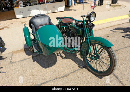 Harley Davidson 1922 side-car moto antique Hulett Wyoming près de Devil's Tower National Monument Banque D'Images