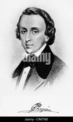 Frédéric François Chopin, 1810 - 1849, le pianiste, compositeur, photogravure, autour de 1870, d'après un dessin de A. Duval Banque D'Images