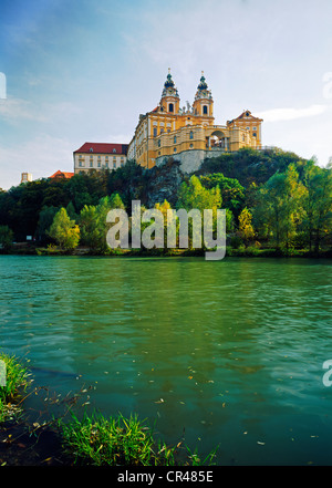 Abbaye Bénédictine de Melk au-dessus du Danube, Wachau, Basse Autriche, Europe Banque D'Images
