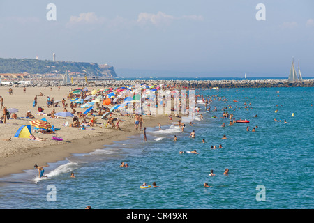 France, Aude, Corbières, Port Leucate, plage de 18 km de long Banque D'Images