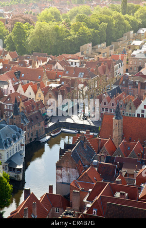 Vue aérienne, centre-ville historique de Bruges, Brugge, UNESCO World Heritage Site, Flandre, Belgique, Europe Banque D'Images