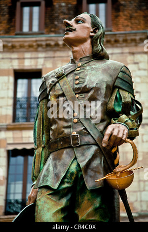 Nouvelle statue de Cyrano de Bergerac, Bergerac, Aquitaine, Dordogne, France, Europe Banque D'Images